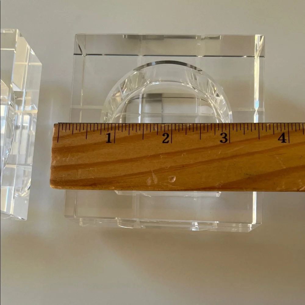 Pair of Modern Square Crystal Candle Holders - Picture 4 of 5